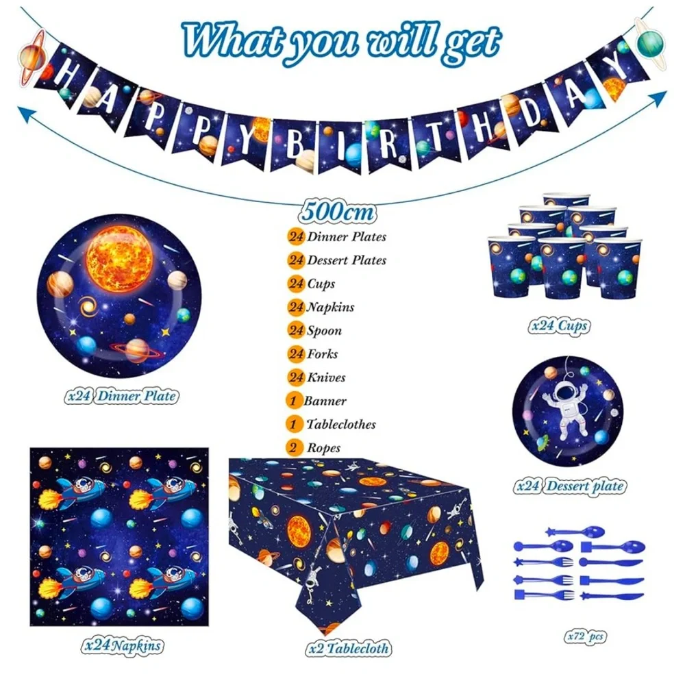 Outer Space Birthday Party Supplies Serve 24 Space Party Tableware set